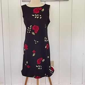 $20 SALE Floral Sleeveless Open Tie Back Dress Stretch Dark Blue Holiday Party